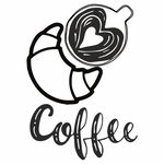 Sticker perete, pentru frigider, bucatarie, Priti Global, coffee, corn cu unt si cana de cafea, negru, 50 x 70, Priti Global