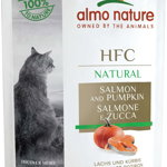 ALMO NATURE HFC Natural Plic pentru pisici, cu somon şi dovleac 55g, Almo Nature