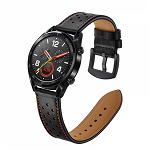Curea ceas din piele 22 mm pentru Galaxy Watch 3 45mm Gear S3 Frontier Huawei Watch GT 3 Huawei Watch GT 2 46mm Huawei Watch GT negru, krasscom