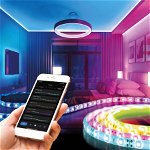 Banda LED RGB inteligenta Phenom 55860, Wi-Fi, telecomanda, sincronizare muzica, 2.4W/m, 24lm/m, 10m (2x5m), clasa energetica G