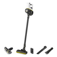 Aspirator vertical Karcher VC 4 Cordless MyHome Pet 2 trepte de viteza, 21,6 V, 2,5 Ah, 650 ml, autonomie 30 min (max), functie Boost, duza pentru spatii inguste, perie moale 2 in 1, suport perete, Alb/Negru