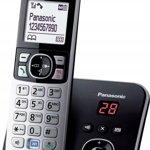 Telefon fix fara fir Panasonic KX-TG6821PDB, Negru/argintiu, Panasonic