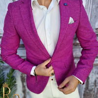 Sacou de barbati, Slim Fit, Lila, texturat, Summer Collection - SC261, 