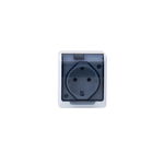 Priza simpla alba cu capac HERMES, 16A/250, IP44 / ELPL-0324-02, 