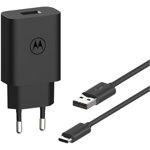 Incarcator retea Motorola TurboPower 20W, port USB-A, inclus cablu USB Type-C (1 m), Negru