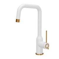 Baterie de bucatarie NATALIE Q LINE din otel SteelQ alb ca zapada - alb mat / Nano PVD cupru