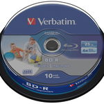 Blu-Ray, 25GB, 6X, 10 buc./spindle, VERBATIM Datalife Wide Inkjet Printable