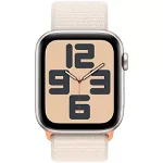 Apple Watch SE (2023), GPS, Carcasa Starlight Aluminium 44mm, Starlight Sport Loop, Apple