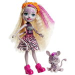 Papusa Enchantimals by Mattel Zadie Zebra cu figurina Ref, Enchantimals