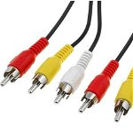Cablu AV 3RCA-3RCA Quality, 1.5 M Lungime, pentru TV, DVD Player sau Gaming
