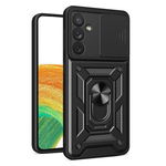 Husa de protectie Hurtel Hybrid Armor Camshield pentru Samsung Galaxy A34 5G, cu inel metalic si capac obiectiv, negru