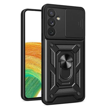 Husa de protectie Hurtel Hybrid Armor Camshield pentru Samsung Galaxy A34 5G, cu inel metalic si capac obiectiv, negru