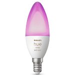 Bec LED RGB inteligent Hue B39, Bluetooth, E14, 5.3W, 470 lm, lumina alba si color (2000-6500K), Philips