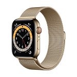 Apple Watch Series 6 40mm, Cellular, Otel Inoxidabil, M06W3WB, gold milanese loop