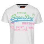 Tricou alb cu print multicolor pentru barbati - Superdry, Superdry