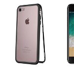 Husa Apple iPhone 7 Plus Magnetica Black, MyStyle Perfect Fit cu spate de sticla securizata premium