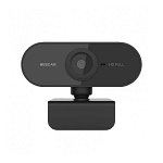Camera Web Full HD 1080p cu microfon incorporat USB 2.0 Plug and play, pentru PC sau laptop, negru, krasscom