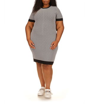 Imbracaminte Femei MICHAEL Michael Kors Plus Size Block Mini Short Sleeve Dress Bone, MICHAEL Michael Kors