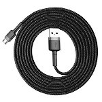 Cablu Date si Incarcare Ultrarezistent Mesh Textil Baseus Cafule Micro, USB la Micro USB, Negru, Ultra Rezistent, 2 Metri, BASEUS