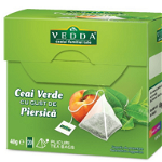 Ceai Vedda verde si piersica 20x2g piramide Ceai Vedda verde si piersica 20 piramide x 2g, Vedda