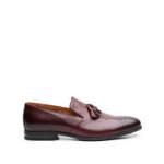 Pantofi eleganti barbati din piele naturala cu ciucuri, Leofex- 899 Visiniu Box, Leofex