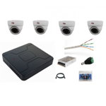 Sistem supraveghere interior complet 4 camere AHD, 720P, 20m, infrarosu cu soft vizionare telefon mobil, Rovision