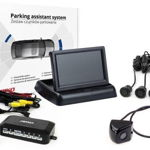 AMiO Zestaw czujników parkowania tft02 4,3` z kamerą hd-310 4 sensory czarne `gold`, AMiO