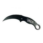 Cutit Karambit negru cu prindere curea 17 cm