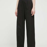 Love Moschino pantaloni din amestec de in culoarea negru, drept, high waist, Love Moschino