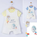 Set salopeta cu tricou Great detectives pentru bebelusi, Tongs baby (Culoare: Albastru, Marime: 9-12 luni)