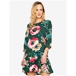 Rochie verde cu print floral si volan ONLY Katehrine, ONLY