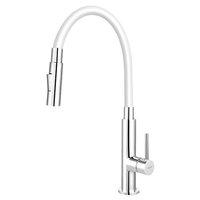 Baterie de bucatarie, Ferro, Zumba Slim 2F, cu pipa flexibila, alb, Ferro