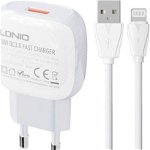 Wall Charger Ldnio A1306q 18w + Lightning Cable, LDNIO