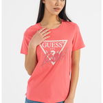 GUESS, Tricou cu strasuri si aplicatii cu tinte, Negru