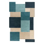 Covor din lână albastru-bej 290x200 cm Abstract Collage - Flair Rugs, Flair Rugs