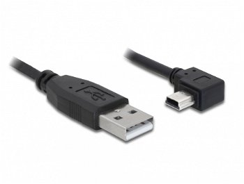 Cablu de date Mini USB Tip B si USB Tip A 2.0 Delock, 50cm, Negru, Delock