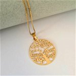Lantisor premium - Copacul Vietii - personalizat cu nume - Argint 925 placat cu Aur galben 18K, Chic Bijoux