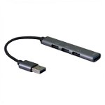 HUB USB 2.0-A la 4 x USB-A 0.12m Gri, S3018, OEM