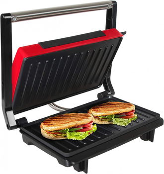 Aparat pentru sandwich-uri OZAVO, 750 W, metal/plastic, rosu, 27,9 x 21,8 cm