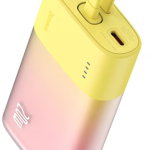 Baterie externa Baseus Popsicle 5200 mAh, 20W, USB-C, cablu incorporat, Yellow, Baseus