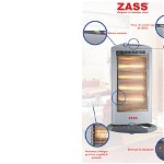 Radiator cu halogen Zass HS 04, 1600 W, 4 trepte de putere, Protectie in caz de rasturnare, Zass Romania