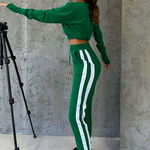 Compleu sport One Balance, bluza cu manseta tip manusa, snur in talie si pantaloni cu banda elastica, Verde, FashionForYou