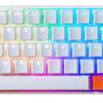 Tastatura Mecanica Gaming QwertyKey61 Hotswap, RGB, Switch Brown (Alb/Portocaliu), QwertyKey