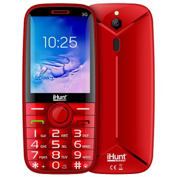 Telefon mobil iHunt i5 3G, 2.8-inch Display, DualSIM, 3G, Radio FM, Bluetooth, Lanterna, Baterie 1450mAh, Camera (Rosu)