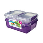 Pachet 3 cutii depozitare alimente plastic mov Sistema Back To School 2L + 2 x 350 ml, Sistema Plastics