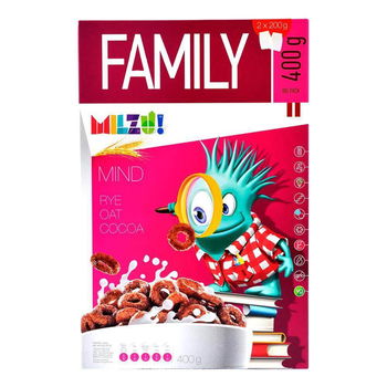 Cereale cu secara Inele cu cacao Milzu! Mind, 400 g, natural, Milzu