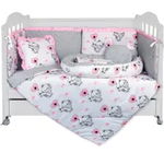 Set Lenjerie cu Baby Nest 9 piese 60/120 cm, bumbac 100%, Pink Mouse - Roz, OEM