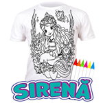 Tricou de colorat cu markere lavabile Sirena 5-6 ani