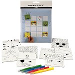 Set joc de memorie cu 16 piese din carton și 4 carioci colorate