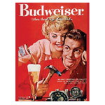 Tablou poster bere Budweiser vintage - Material produs:: Tablou canvas pe panza CU RAMA, Dimensiunea:: 70x100 cm, 